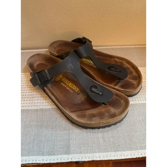 Birkenstock Gizeh Birko-Flor Black Size 39 Lightly used condition - Picture 1 of 7